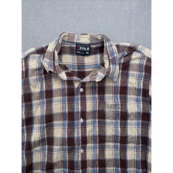 Southpole Other - Vtg SouthPole Shirt Mens XL Brown Plaid Flannel Button Down 90s Y2K Hip Hop